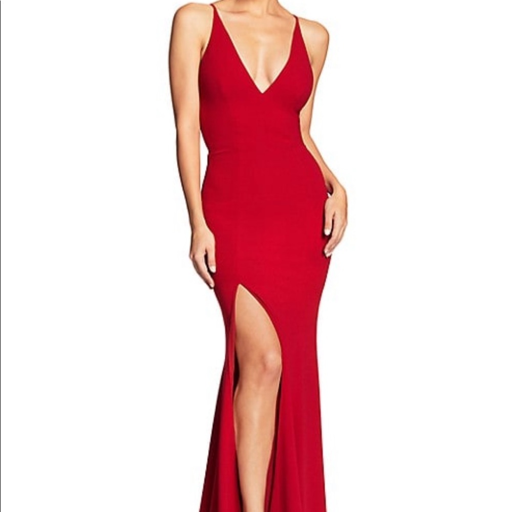 Iris Slit Gown  Dry Cleaned, Ready to Wear.  Gorgeous Red Dress!
